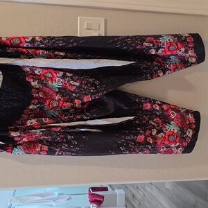 Floral Black Wide Leg Pants